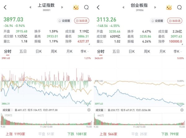 牛壹佰 A股低开低走，沪指失守3900点：半导体产业链、贵金属大幅回调
